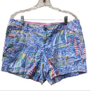 EUC Lilly Pulitzer Callahan Shorts Sz 10 Sail Boat
